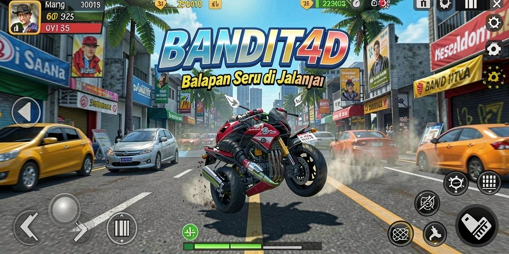 Tampilan gameplay BANDIT4D dengan balapan yang mendebarkan.