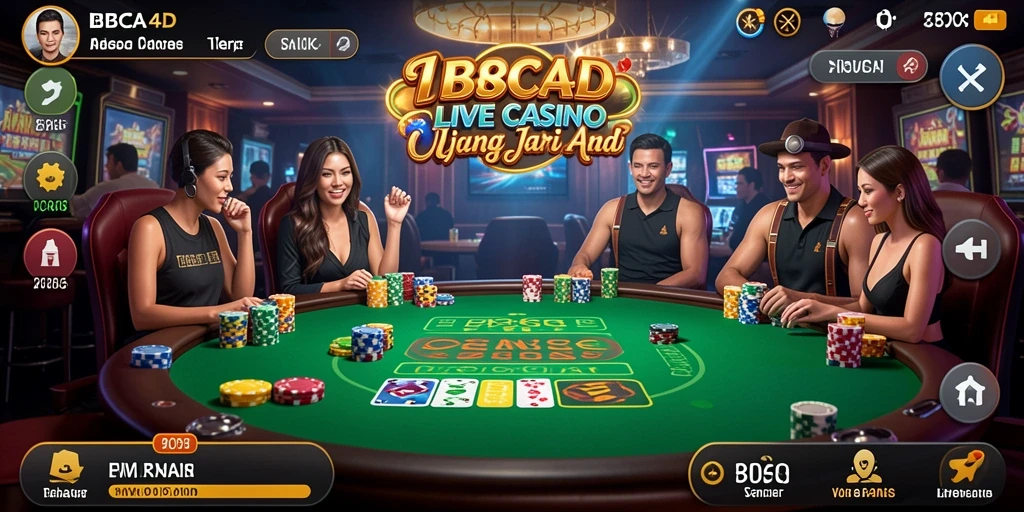 Screenshot gameplay BBCA4D menunjukkan dealer profesional dan pemain yang berinteraksi real-time.