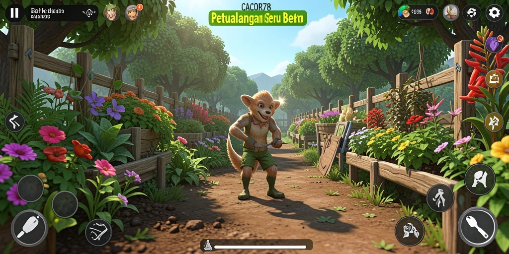 Screenshot utama menunjukkan gameplay menyenangkan dari berkebun di CACOR78.