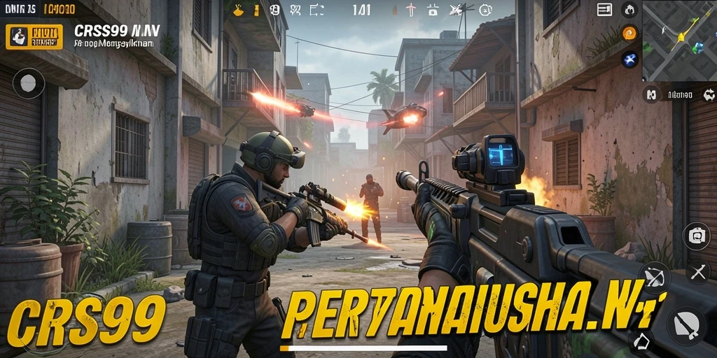 Tangkapan layar menampilkan aksi intens dalam game FPS.