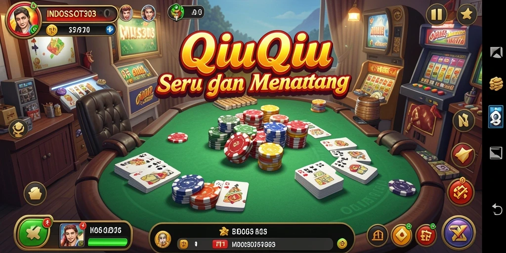 Tampilan gameplay seru dalam permainan QiuQiu INDOSLOT303.