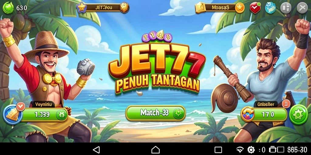 Tampilan gameplay JET77 dengan pengalaman Match-3 yang seru.