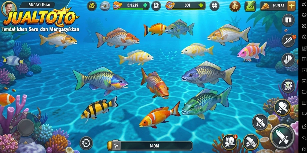 Foto gameplay JUALTOTO menampilkan aksi seru menembak ikan.