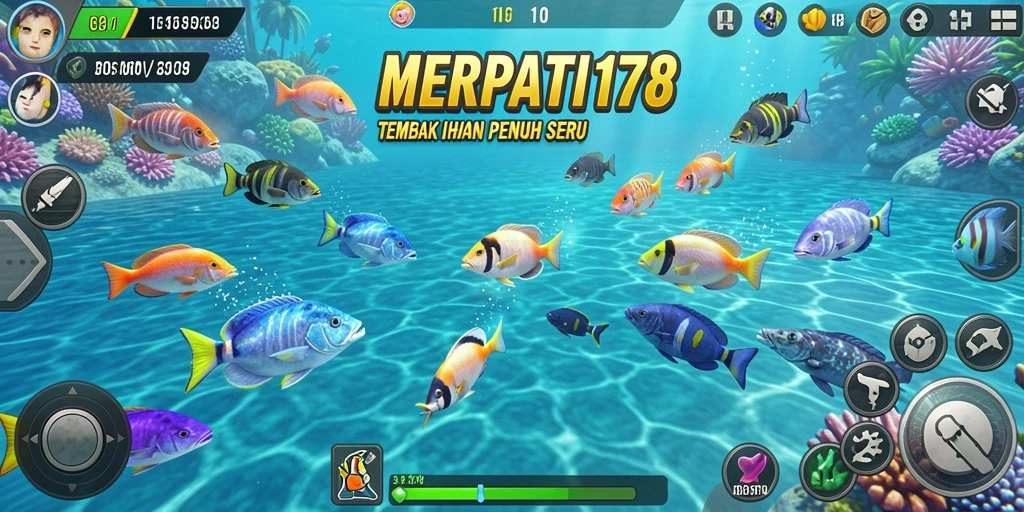 Screenshot gameplay MERPATI178 yang menampilkan aksi menembak ikan.