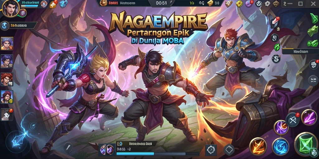 Screenshot NAGAEMPIRE menunjukkan aksi pertempuran tim yang seru.