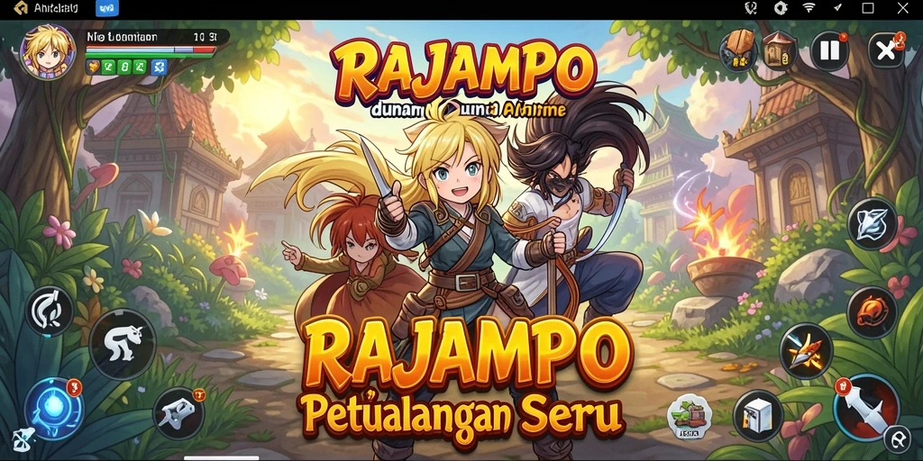 Screenshot gameplay RAJAMPO dengan karakter anime yang menakjubkan.