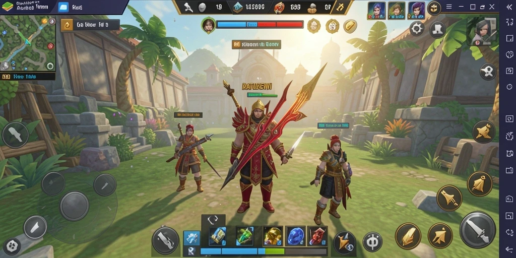 Screenshot gameplay RATUDEWI menampilkan aktivitas membangun kerajaan.
