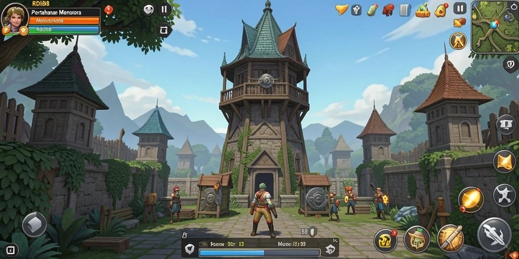 Tampilan screenshot utama RDI88 menunjukkan intensitas pertempuran Tower Defense.