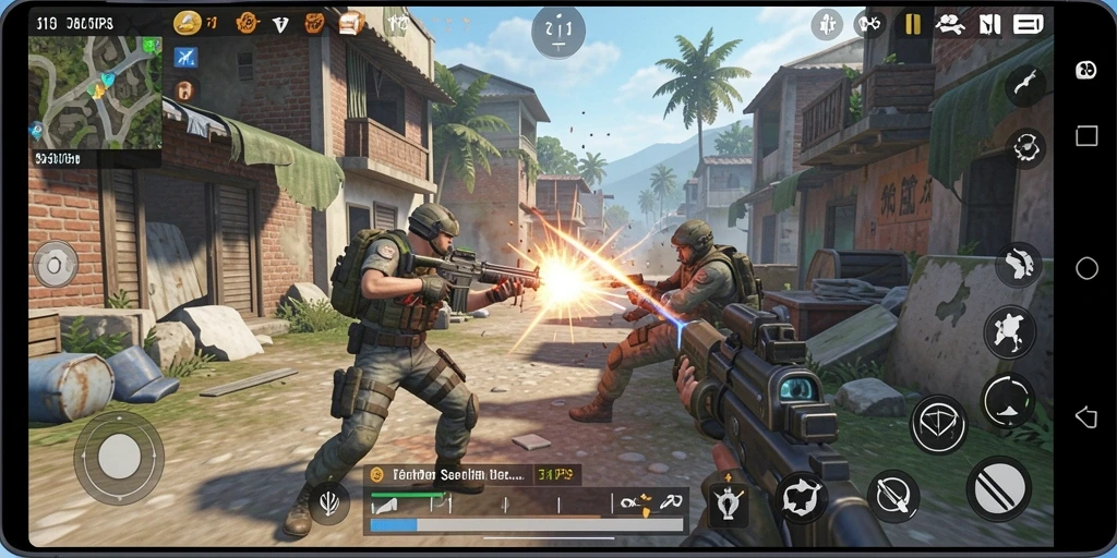 Screenshot gameplay S13 menunjukkan aksi tembak-menembak yang mendebarkan.