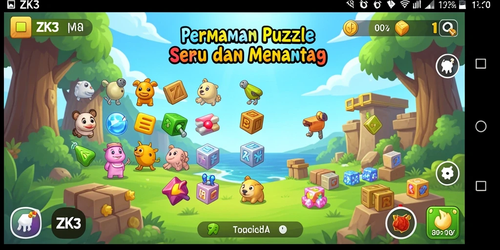 Screenshot utama ZK3 menunjukkan gameplay seru dan menantang.